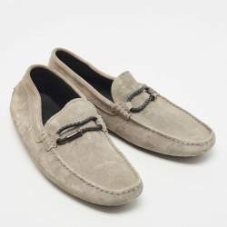 Pre Owned Tod's Grey Suede Slip On Loafers Size 41.5
