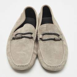Pre Owned Tod's Grey Suede Slip On Loafers Size 41.5