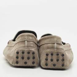 Pre Owned Tod's Grey Suede Slip On Loafers Size 41.5