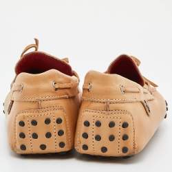 Pre Owned Tod's For Ferrari Beige Leather Gommino Driving Loafers Size 45