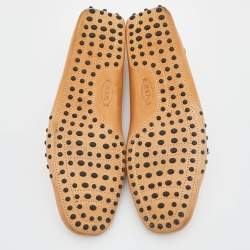 Pre Owned Tod's For Ferrari Beige Leather Gommino Driving Loafers Size 45