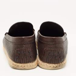 Tod's Brown Lizard Embossed Leather Espadrilles Size 44