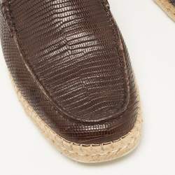 Tod's Brown Lizard Embossed Leather Espadrilles Size 44