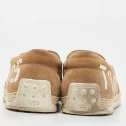 Tod's Brown Suede  Leather Logo Slip On Espadrille Sneakers Size 41.5