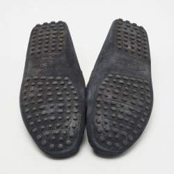 Pre Owned Tod's Navy Blue/Brown Suede Gommino Loafers Size 42