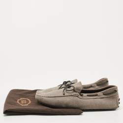 Tod's Grey Suede Bow Slip On Loafers Size 41.5