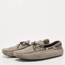 Tod's Grey Suede Bow Slip On Loafers Size 41.5