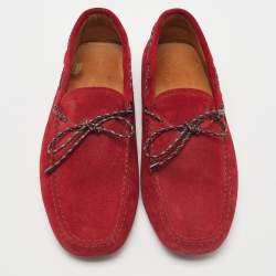 Tod's Red Suede Bow Slip On Loafers Size 43