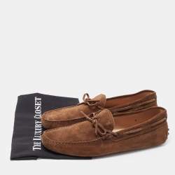 Tod's Brown Suede Bow Slip On Loafers Size 43