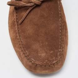 Tod's Brown Suede Bow Slip On Loafers Size 43