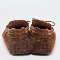 Tod's Brown Suede Bow Slip On Loafers Size 43
