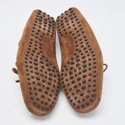 Tod's Brown Suede Bow Slip On Loafers Size 43