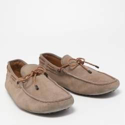 Pre Owned Tod's Light Brown Suede Bow Slip On Loafers Size 43