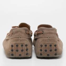 Pre Owned Tod's Light Brown Suede Bow Slip On Loafers Size 43