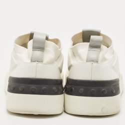 Tod's White Leather and Knit Fabric No_Code Sneakers Size 41.5