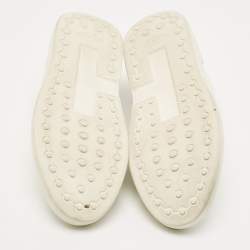 Tod's White Leather and Knit Fabric No_Code Sneakers Size 41.5