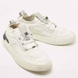 Tod's White Leather and Knit Fabric No_Code Sneakers Size 41.5