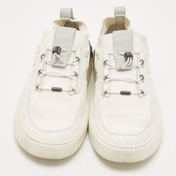 Tod's White Leather and Knit Fabric No_Code Sneakers Size 41.5