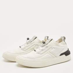 Tod's White Leather and Knit Fabric No_Code Sneakers Size 41.5
