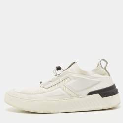 Tod's White Leather and Knit Fabric No_Code Sneakers Size 41.5