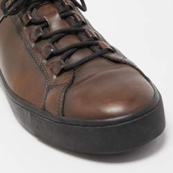 Pre Owned Tod's Brown Leather Low Top Sneakers Size 42