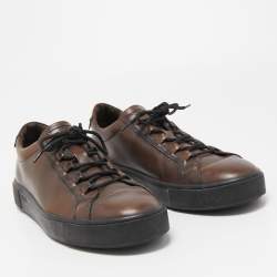 Pre Owned Tod's Brown Leather Low Top Sneakers Size 42