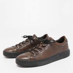 Pre Owned Tod's Brown Leather Low Top Sneakers Size 42