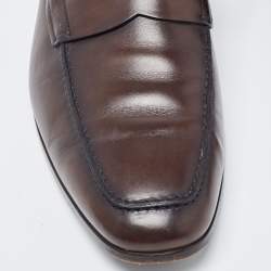 مملوكة مسبقًا Tod's Brown Leather Penny Slip On Loafers Size 44.5
