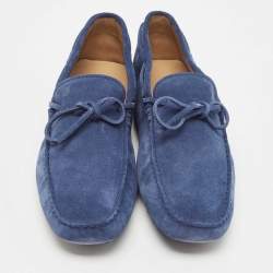مملوكة مسبقًا Tod's Blue Suede Leather Gommino Slip On Loafers Size 44