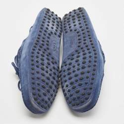 مملوكة مسبقًا Tod's Blue Suede Leather Gommino Slip On Loafers Size 44