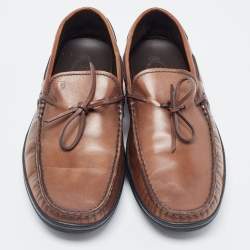 مملوكة مسبقًا Tod's Brown Leather Bow Slip On Loafers  Size 42