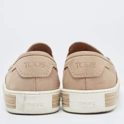 Tod's Brown Nubuck Leather Slip on Espadrille Loafers Size 43