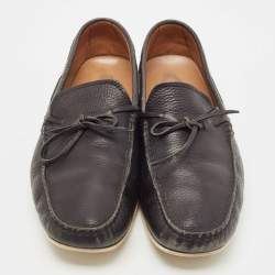 Tod's Black Leather Gommino Loafers  Size 44.5