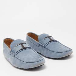 Pre Owned Tod's Blue Nubuck Leather Slip On Loafers Size  41