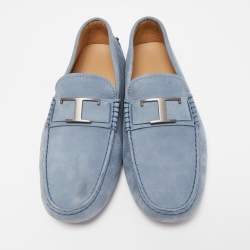 Pre Owned Tod's Blue Nubuck Leather Slip On Loafers Size  41