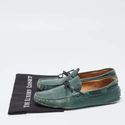 Tod's Green Leather Bow Loafers Size 42.5 