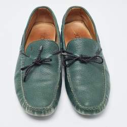 Tod's Green Leather Bow Loafers Size 42.5 