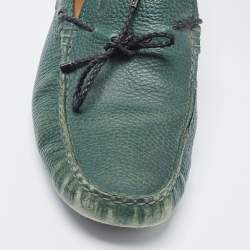 Tod's Green Leather Bow Loafers Size 42.5 