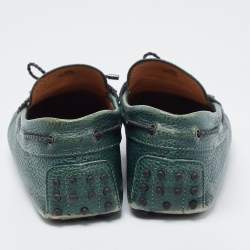 Tod's Green Leather Bow Loafers Size 42.5 