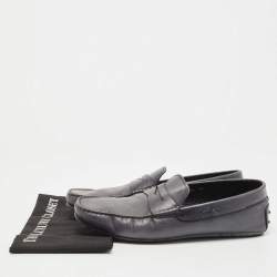 Tods Grey Leather Slip On Loafers Size 45.5