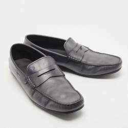 Tods Grey Leather Slip On Loafers Size 45.5