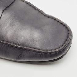Tods Grey Leather Slip On Loafers Size 45.5