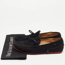 Pre Owned Tod's For Ferrari Black Suede Bow Loafers Size 42.5