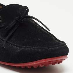 Pre Owned Tod's For Ferrari Black Suede Bow Loafers Size 42.5
