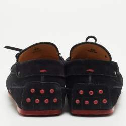 Pre Owned Tod's For Ferrari Black Suede Bow Loafers Size 42.5