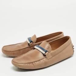 Pre Owned Tod's Brown Leather Slip On Loafers Size 42.5