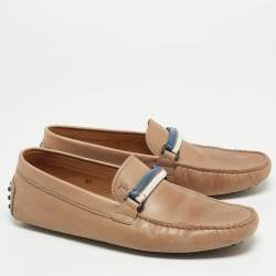 Pre Owned Tod's Brown Leather Slip On Loafers Size 42.5