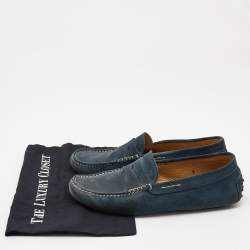Tod's Blue Suede Gommino Driving Loafers Size 42