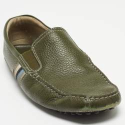 Tod's Green Leather Slip On Loafers Size 43