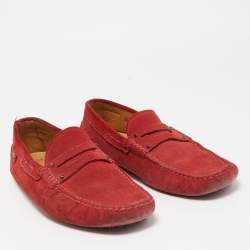 Tod's by Ferrari Red Suede Penny Loafers Size 42